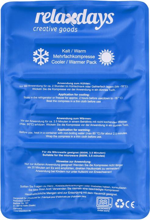 Nutritional values and ingredients Relaxdays Cooling pad (1 x, 790 g)