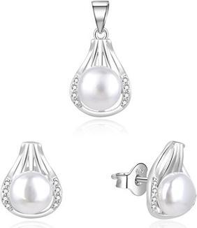 Image du produit Beneto Elegant Silver Jewelry Set with Real Pearls AGSET271PL (Pendant, Earrings)