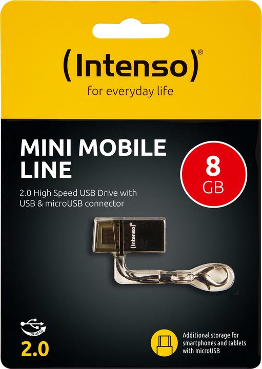 Produktbild Intenso Mini Mobile Line (8 GB, USB-A, Micro USB, USB 2.0)