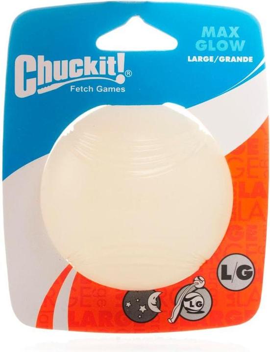 Actual product image Chuckit! CHUCKIT MAX GLOW luminous fetch ball 7 6 cm diameter size L white (Litter toy dog)