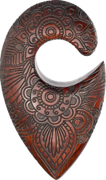 Produktbild Star Piercing Ohrgewicht Tropfen Blumenwiese Graviert aus Narra Holz (ohne Messing, Organisch)