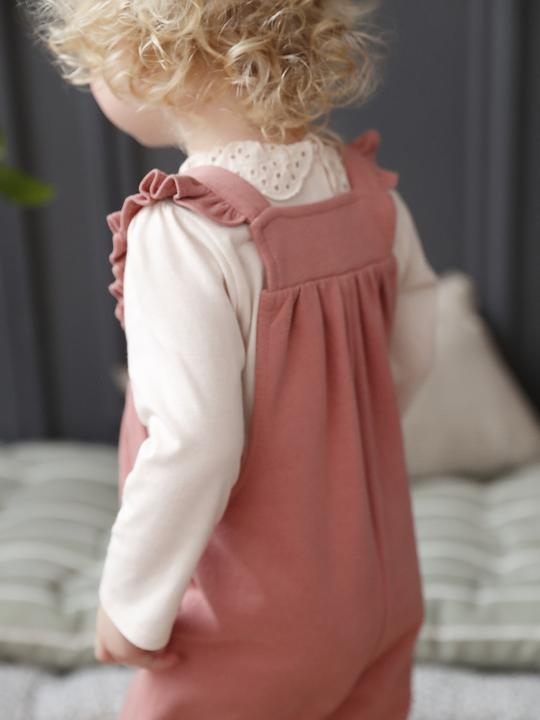 Produktbild Vertbaudet Mädchen Baby Sweat-Latzhose mit Rüschen, Bio-Baumwolle (62)