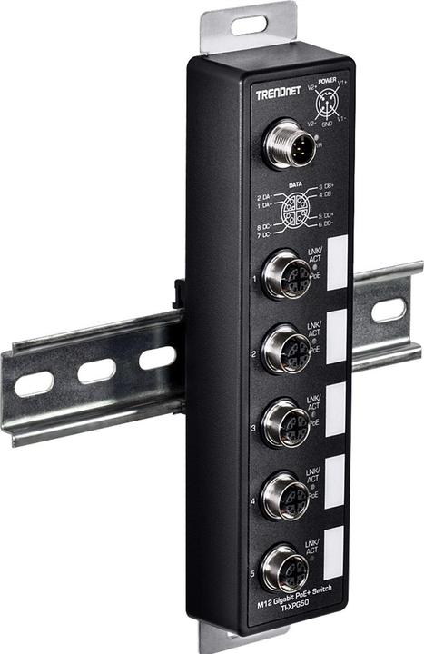 Produktbild Trendnet TI-XPG50 PoE+ Railway Switch 5-Port Industrial EN50155 M12 Gigabit (5 Ports)