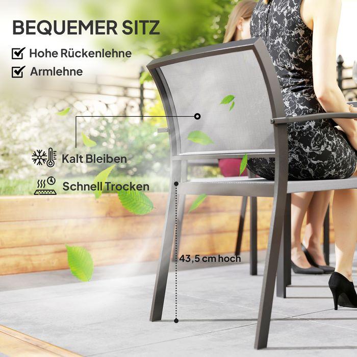 Produktbild Swisshandel24 7 tlg. Essgruppe für 6 Personen, Stühle stapelbar, Stahlgestell, Grau (87 cm)