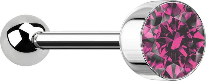Produktbild Star Piercing Barbell silber mit Kugel und Kugelzylinder Kristall pink (ohne Messing, Chirurgenstahl 316L)