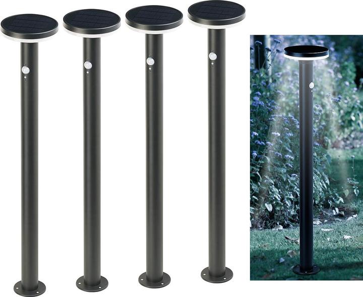 Actual product image Lunartec Set of 4 Premium LED Solar Path Light with PIR Sensor and Night Light (IP44)