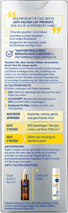 Produktbild NIVEA Q10 Anti-Falten Daily UV Fluid LSF 50 (Sonnencreme, SPF 50, 30 ml)