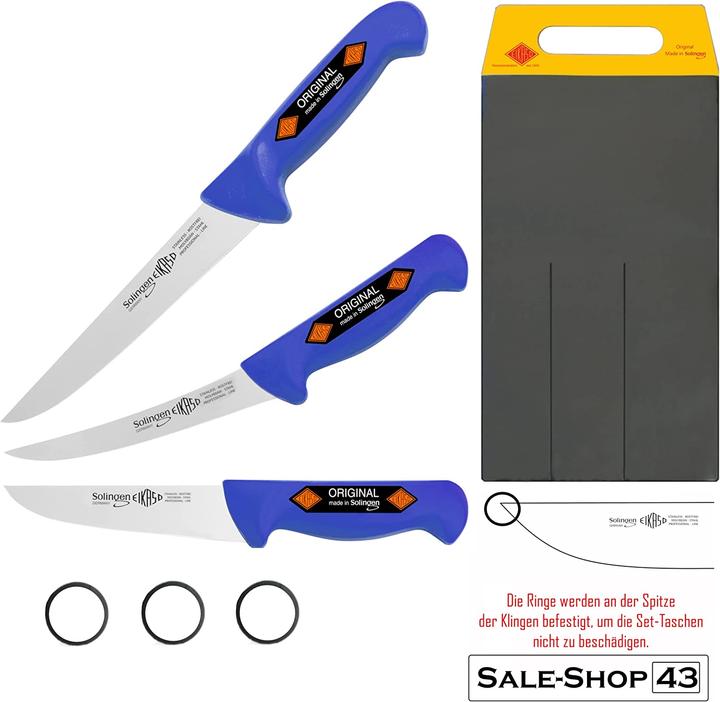 Immagine prodotto Eikaso Solingen Set di coltelli professionali a 3 pezzi 1677B, blu (18 cm)