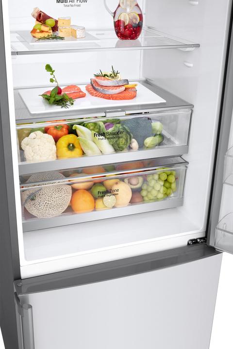 Produktbild LG GBB569NSAGB Kombinierter Kühlschrank 70cm, Klasse D, 462L, Wi-Fi, Kein Frost, Grau (462 l)