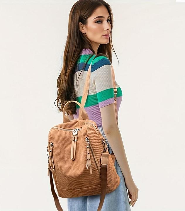 Produktbild Only-Bags.Store Schicker Cord-Rucksack - geräumig & vielseitig mit verstellbaren Riemen, Reissverschluss für den