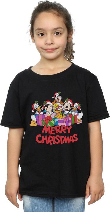 Actual product image Disney Girls Mickey Mouse And Friends Christmas Cotton T-Shirt (140, 146)