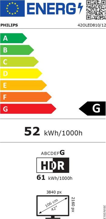 Energie-Label Philips 42OLED810/12 (42", OLED810, OLED, 4K, 2025)