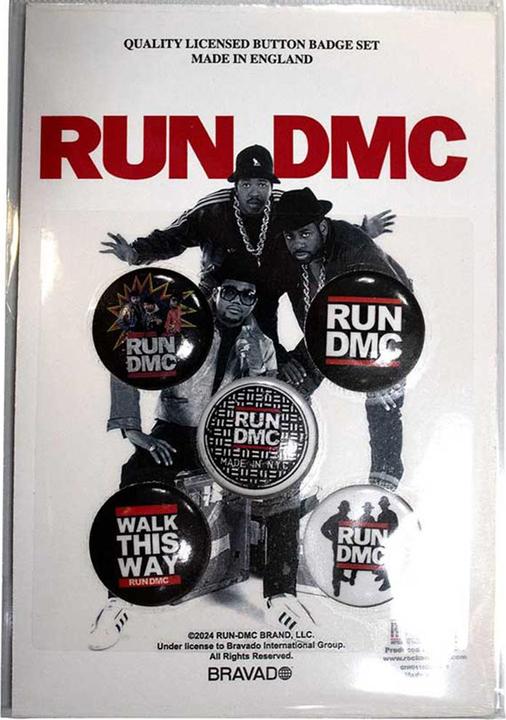 Run DMC Abzeichen Walk This Way 5erPack Kunststoff Metall