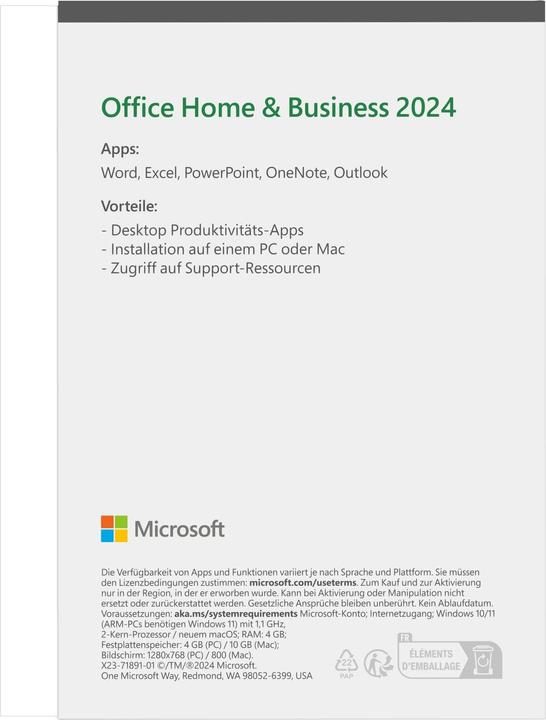 Etichetta energetica Microsoft Office Home & Business 2024 (IT) (1 Utente, Senza limiti)