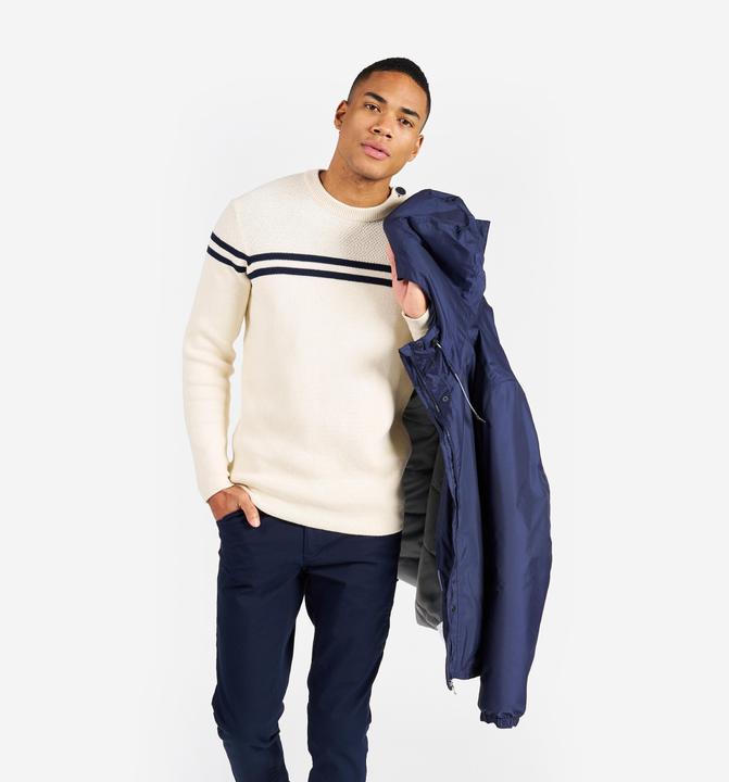Image du produit Tribord Pull-over voile tricoté homme 100 beige/bleu foncé rayé (XXL)