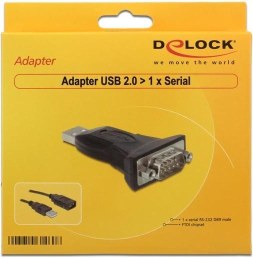 Produktbild Delock USB 2.0 zu Seriell Adapter (USB 2.0, DB9F, 16 cm)
