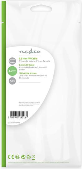 Actual product image Nedis Jack plug 3.5mm 4-pin both sides, black, 1.0m (1 m, 3.5mm jack (AUX))