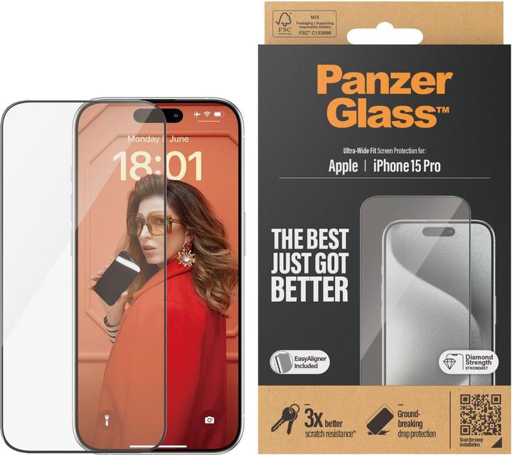 Produktbild PanzerGlass Ultra-Wide Fit (1 Stück, Apple iPhone 15 Pro)