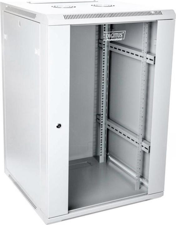 Digitus Wandhängender Netzwerkschrank 19 21HE Rack 600x600 Türglas grau ungeteilt gefaltet 60kg (21 HE, 19 Zoll Rack)
