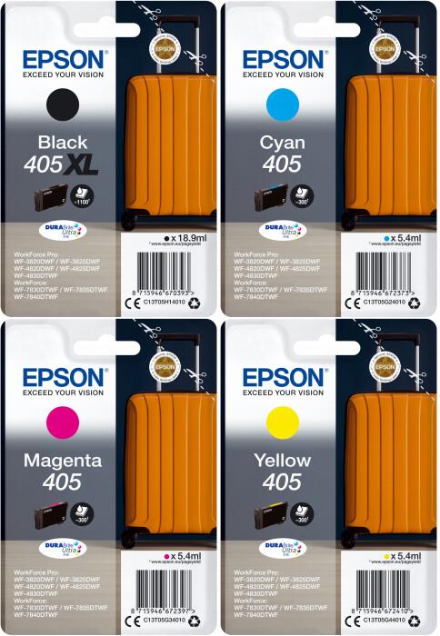 Actual product image Epson 4x Original Patronen 405 XL + 405 WorkForce WF 4830 DTWF 4825DWF 4820DWF