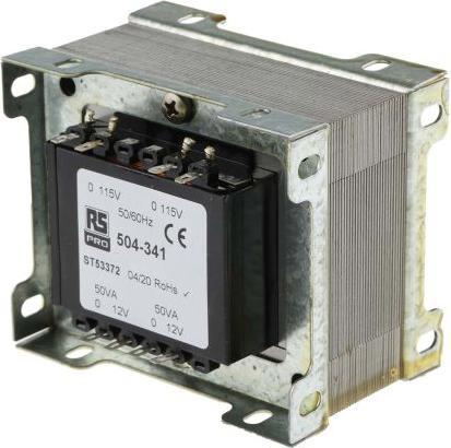 Actual product image Rs Pro Frame mount transformer,100VA 2x0-12Vo/p