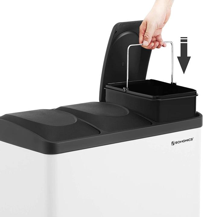 Immagine prodotto Songmics Cestino per rifiuti da 54 litri, bianco-nero (54 l)
