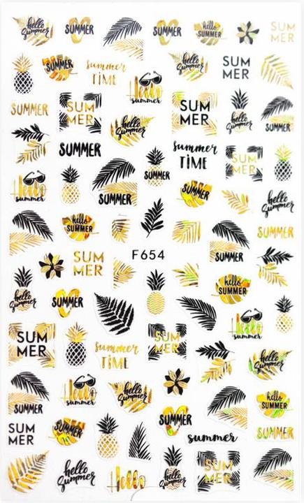 Actual product image BrillBird Nail sticker F654 Holo Gold&White (Nail varnish dryer)