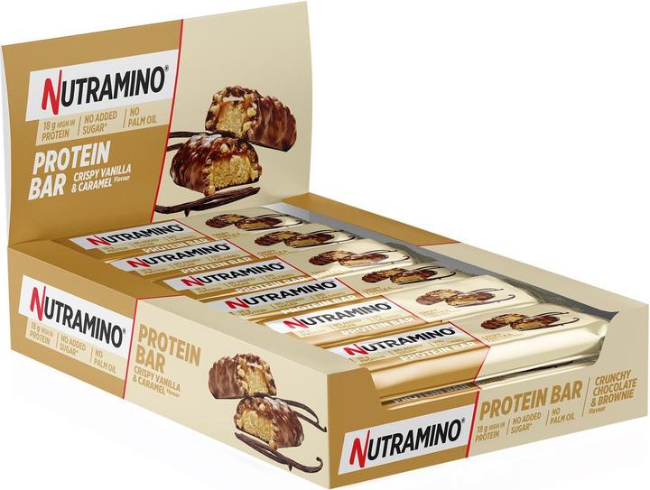 Produktbild Nutramino Crispy Proteinbar Vanilla & Caramel (12x64g) (Vanille, 12 Stk., 660 g)