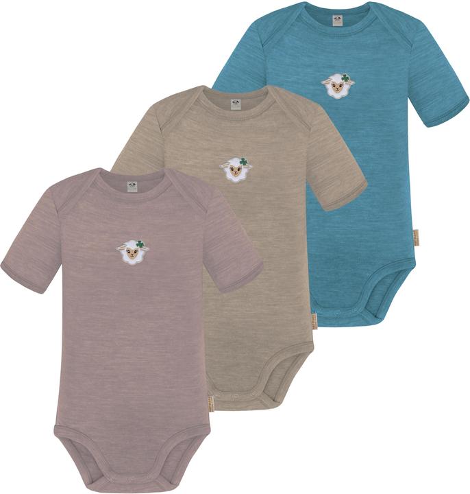 Normani 3er Set Baby Merino Body Kurzarm „Tauranga" - 9295