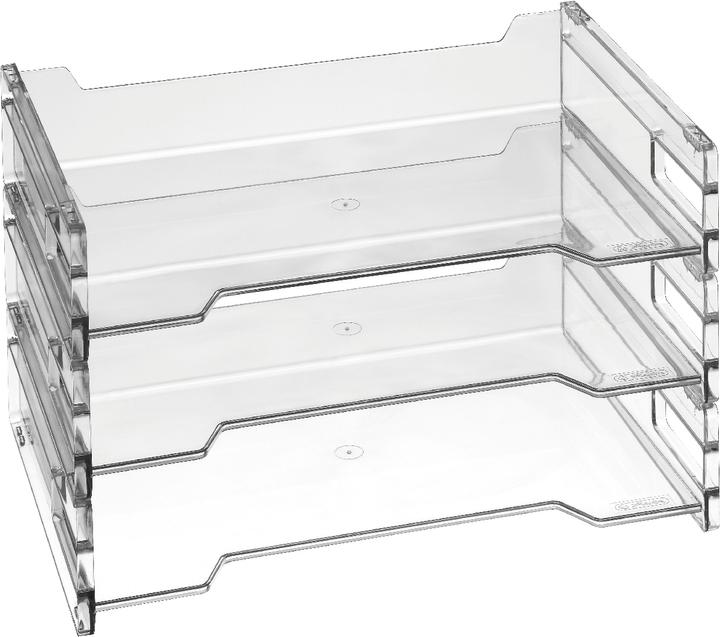 Herlitz Briefablage, DIN A4 quer, Polystyrol, farblos- transparent, stapelbar, Greifausschnitt mittig, für D (A4)