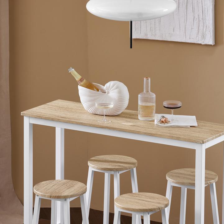 Immagine prodotto SoBuy Tavolo da bar da 5 pezzi con 4 sedie (120 x 40 x 100 cm)