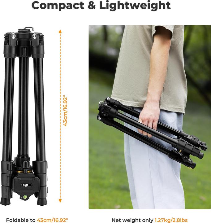Immagine prodotto K&F Concept K234A3+BH-36L +Clip per iPhone Treppiede in lega di alluminio e magnesio (Metallo)