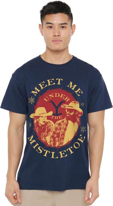 Actual product image Yellowstone Mens Meet Me Under The Mistletoe Christmas T-Shirt (XXL)