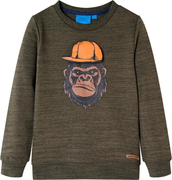 Actual product image VidaXL Children's sweatshirt dark khaki melange 140,Material: 80 (140)