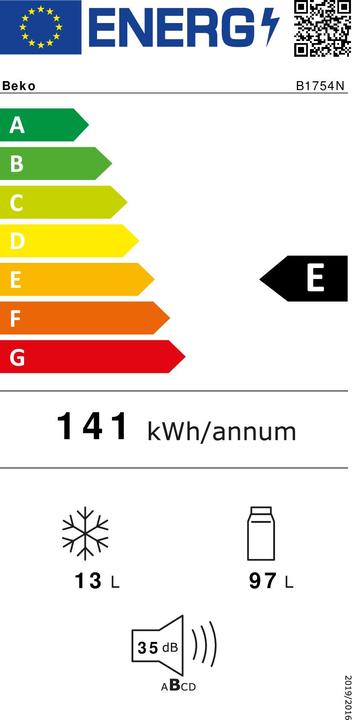 Energy Label Beko B1754N (110 l)