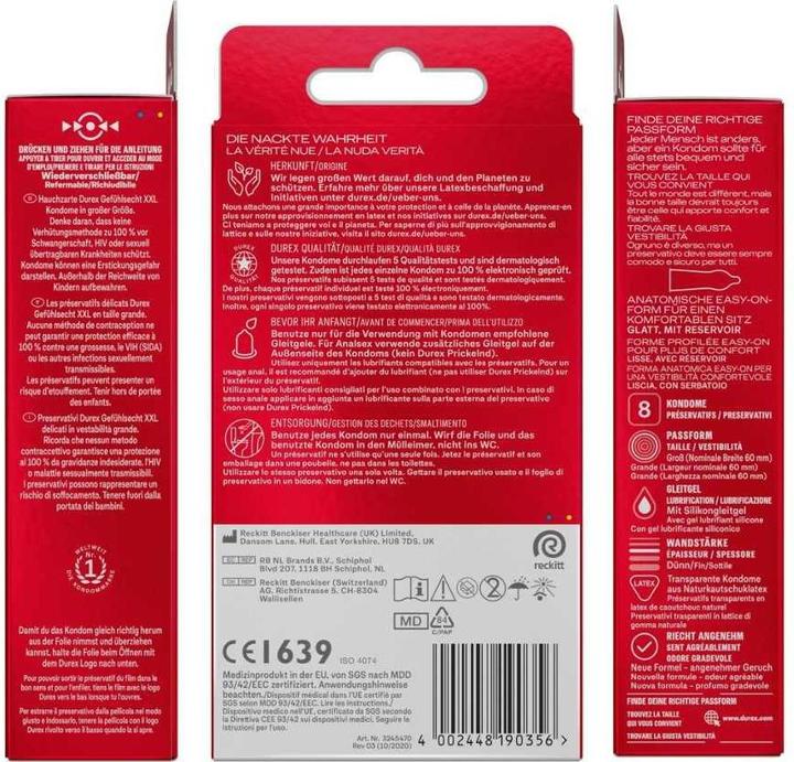 Valeurs nutritives et ingrédients Durex Sensationnel XXL (8 pcs)
