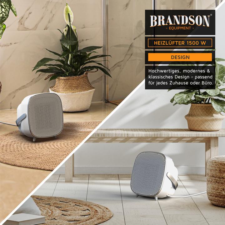 Actual product image Brandson Ceramic fan heater 1500 watt, bathroom quick heater with temperature control, energy-saving, quiet (1500 W)