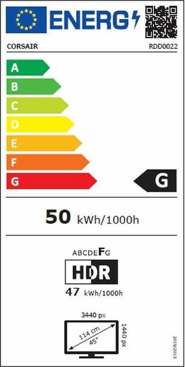 Energy Label Corsair Xeneon Flex 45WQHD240 (3440 x 1440 pixels, 45")