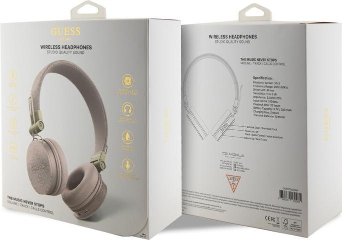 Image du produit Guess Wireless Leather Headphone with Metal Logo (ANC, 0.00 h, Sans fil)