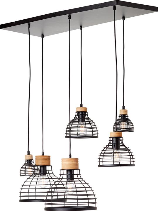 Image du produit Brilliant Avia Lampe à suspendre 6flg noir/bois (E27)