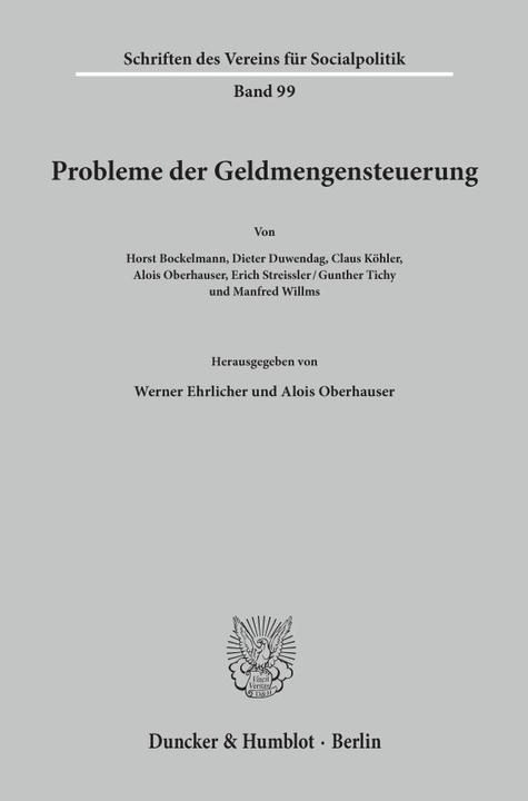 Produktbild Probleme der Geldmengensteuerung. (Werner Ehrlicher, Alois Oberhauser, 1978)