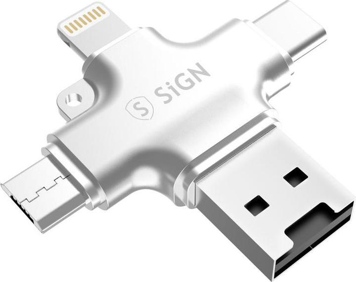 Produktbild SIGN Card Reader for Mobile 3 in 1 - USB Memory Expansion, Plug & Play - Silver