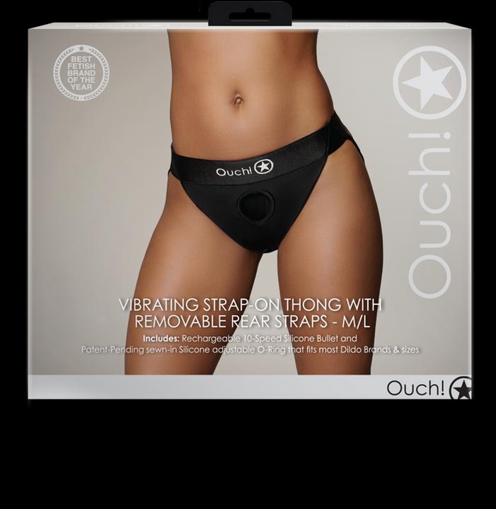 Actual product image Ouch! Vibrating Strap-on Thong - Removable Straps - M/L (M/L)
