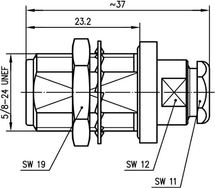 Produktbild Telegärtner N-Kabeleinbaubuchse G1, G5 Druckverschraubung IP 67, B06, Z10, G01 (RG-58 C/U), G05 (RG-223/U), RG-1