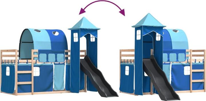 Actual product image VidaXL Bunk bed with slide and curtains (90 x 200 cm)