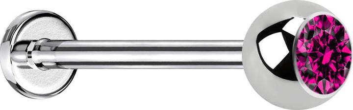 Actual product image Star Piercing Micro labret silver with ball and crystal fuchsia (without brass, Surgical steel 316L)