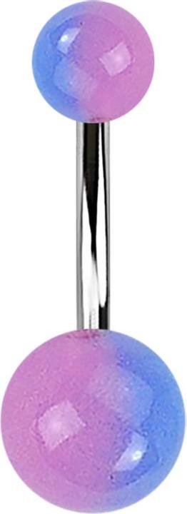 Produktbild Star Piercing Banane silber mit zwei Kugeln zweifarbig violett "Glow" (Acryl, Chirurgenstahl 316L, ohne Messing)