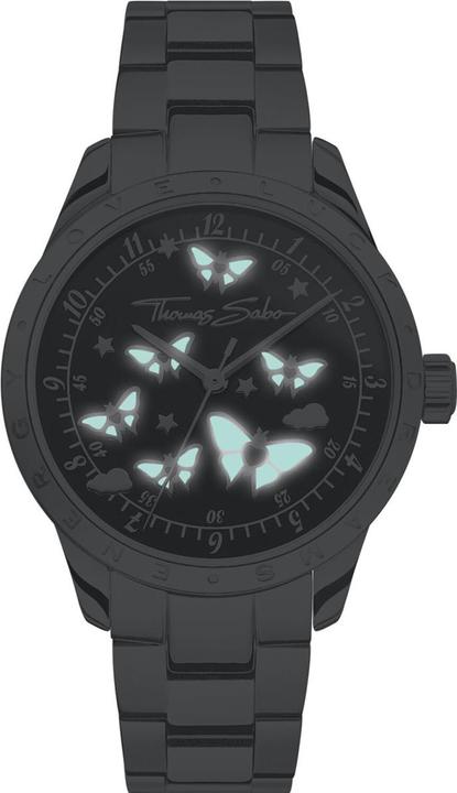 Actual product image Thomas Sabo Damenuhr mit Schmetterlingen silberfarben (34 mm)