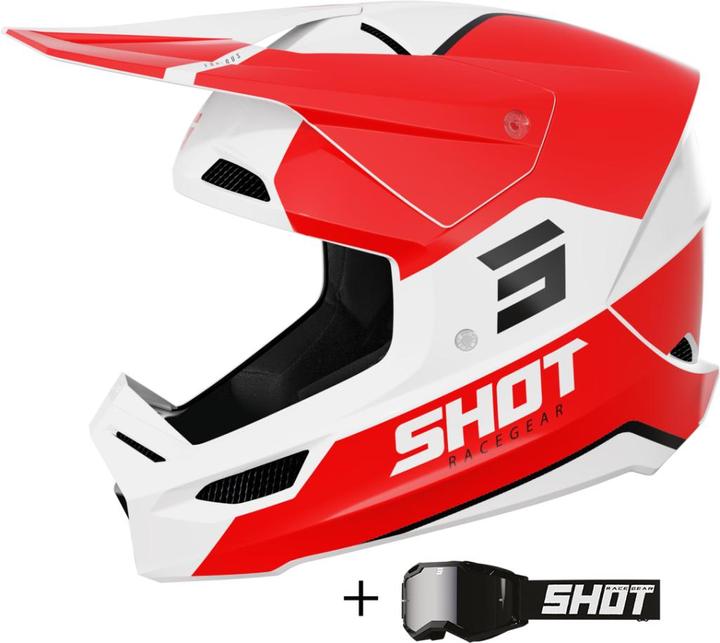 Produktbild Shot FURIOUS BOLT Helm inkl. Mirror Brille glanz rot XL (XL)