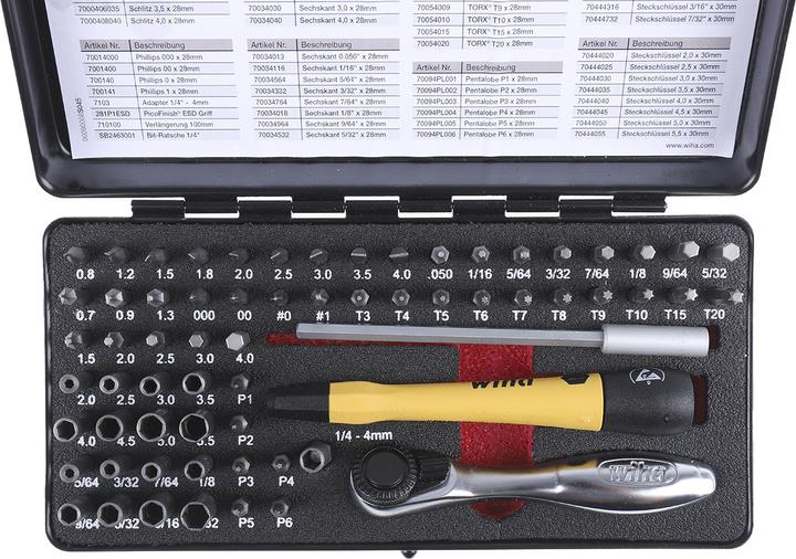 Actual product image Wiha Micro bit set 65 pcs. incl. storage box Precision mechanics screwdriver set Bit holder (4 mm)